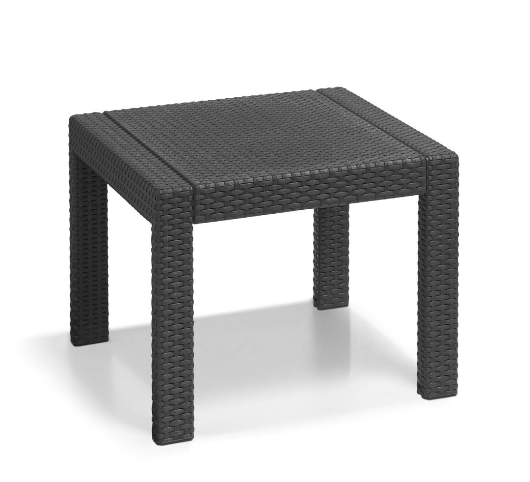 Allibert by Keter Victoria Gartentisch, graphit, 59x59x43cm, Kunststoff in flacher Rattanoptik, wett