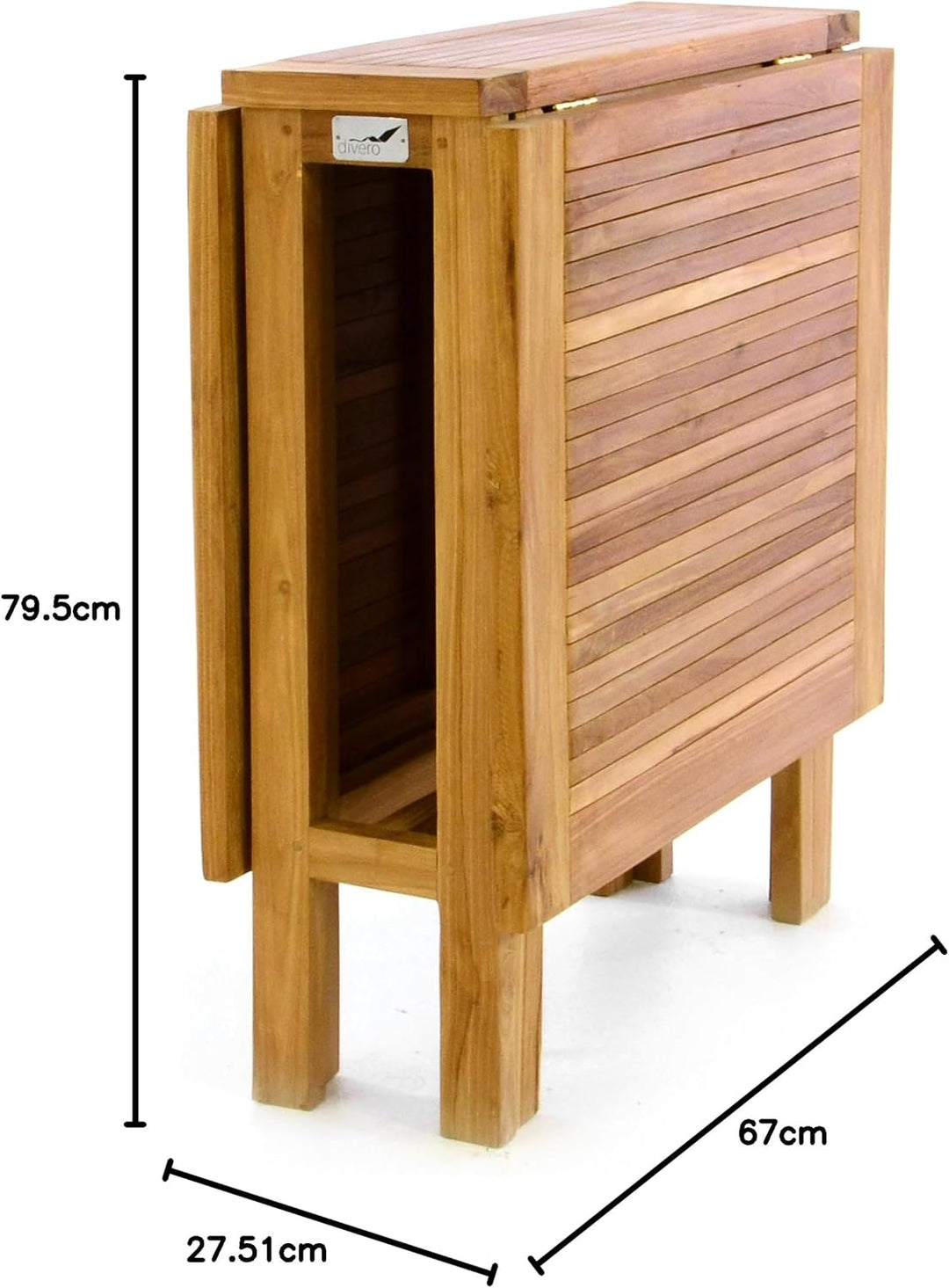 Divero Balkontisch Gartentisch Klapptisch Teak Holz Tisch für Terrasse Balkon Garten – wetterfest ma