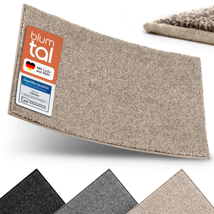 Blumtal Fussmatte 60x90 cm - Mikrofaser Schmutzfangmatte mit wasserdichter TPR-Rückseite - rutschfes