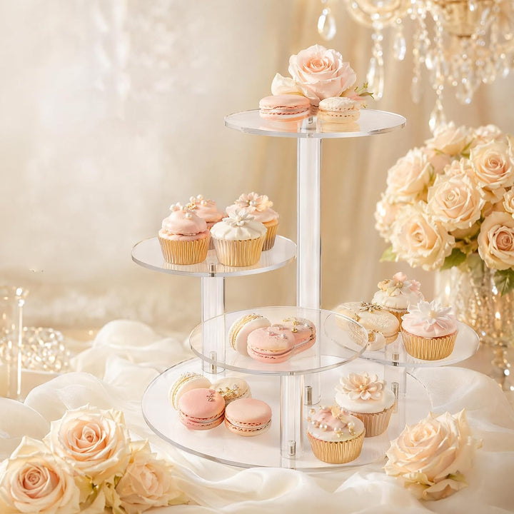 4 Etagen Kuchen und Cupcake Ständer, Acryl Cupcake Ständer, Tortenständer Etagere Kuchenständer, Cle