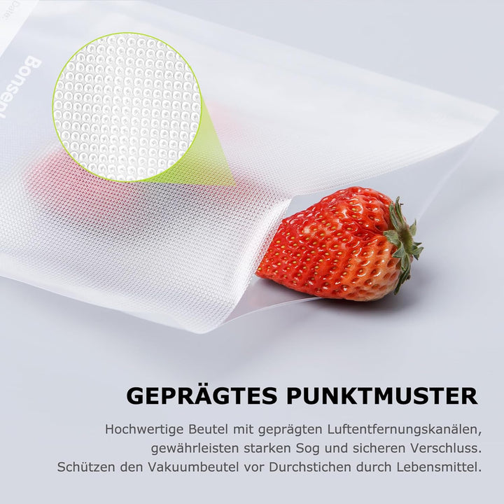 Bonsenkitchen Vakuumierbeutel 200 Beutel 20x30 cm, Profi-Folienbeutel für alle Vakuumiergerät, vakuu
