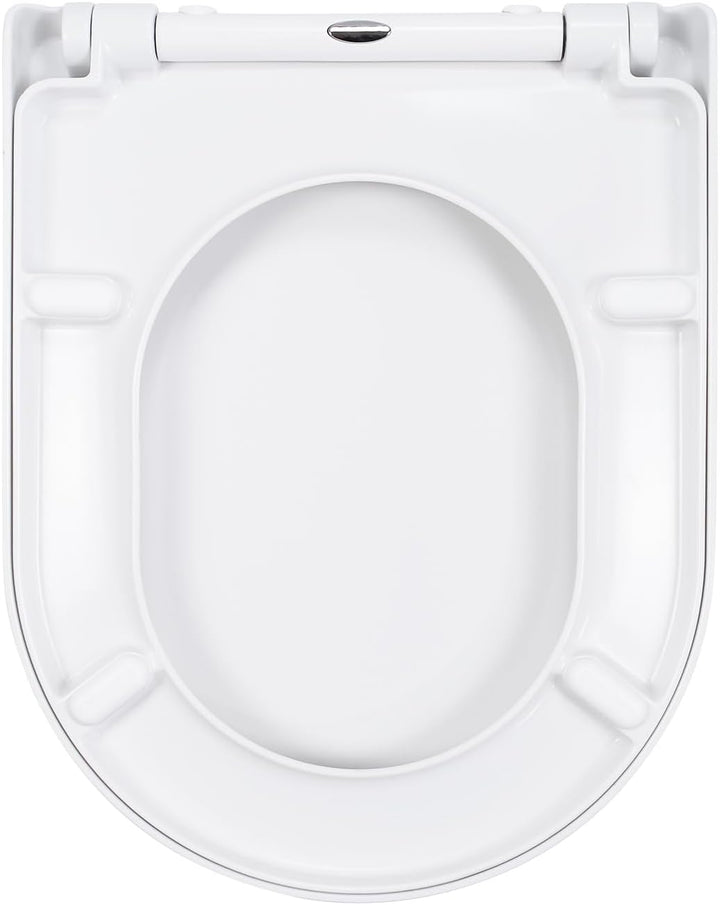 WC Sitz D Form mit Absenkautomatik, Toilettendeckel aus Duroplast, Toilettensitz mit Schnellverschlu