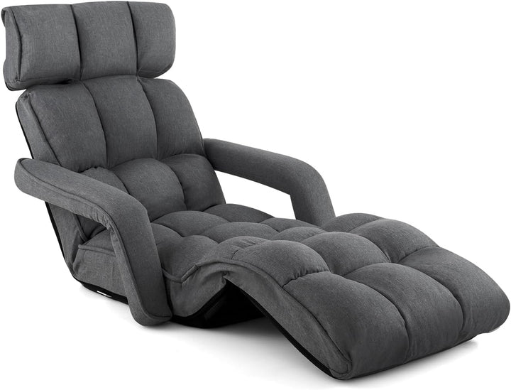 GOPLUS Bodenliege, Relaxliege mit 6-Fach verstellbare Rückenlehne, Bodensessel mit Armlehnen, Relaxs