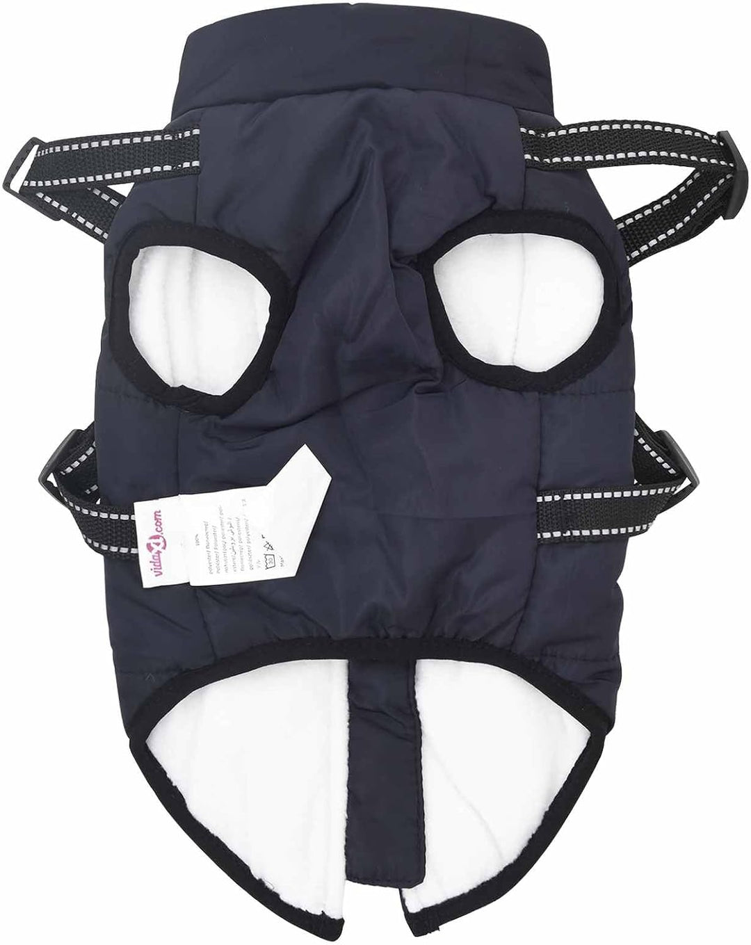 Hundemantel Marineblau aus Fleece und Polyester L28 mit verstellbarem Gurt, reflektierend, winddicht