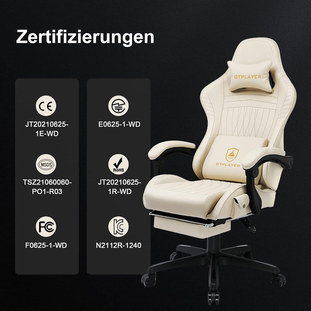 GTPLAYER Gaming Stuhl, Ergonomischer Gaming Sessel Schreibtischstuhl PC Gamer Racing Stuhl mit Fusss