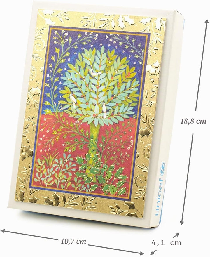 Hallmark UNICEF Weihnachtskarten, friedlicher Stechpalmenbaum (20 Karten und 21 Umschläge) (1XPX2032