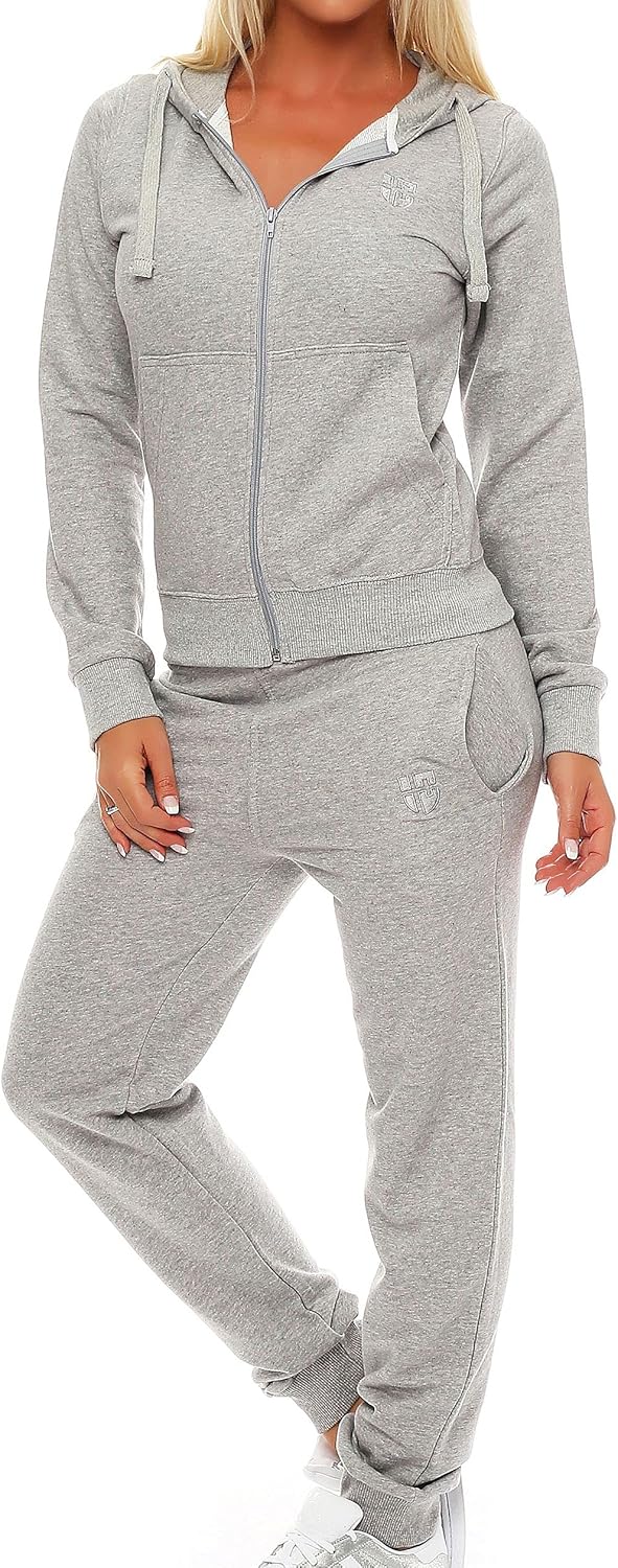 Gennadi Hoppe Damen Jogginganzug - Stilvoller Sportanzug & Trainingsanzug 3XL hell grau, 3XL hell gr