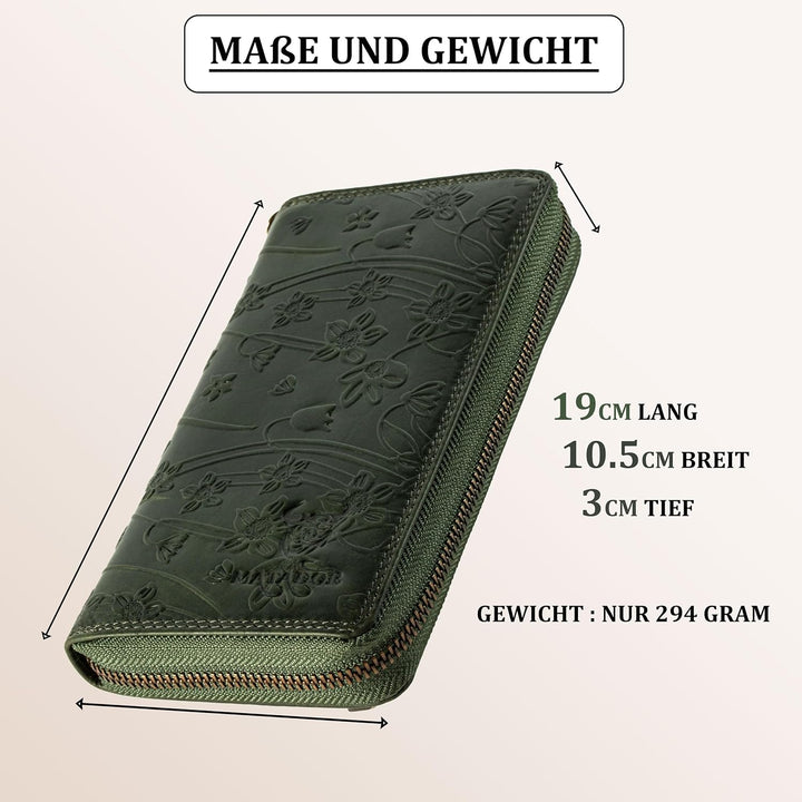 MATADOR Grosse Damen/Frauen Geldbörse TÜV Geprüfter RFID Schutz Portemonnaie Echt Leder Geldtasche u