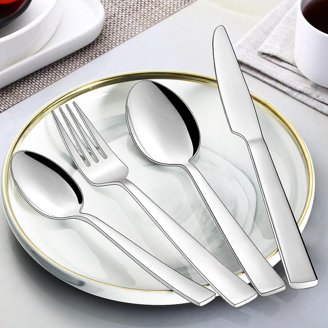 Terlulu Besteck Set 12 Personen, 60 teilig Edelstahl Besteckset, Essbesteck Set mit Messer Gabel Löf