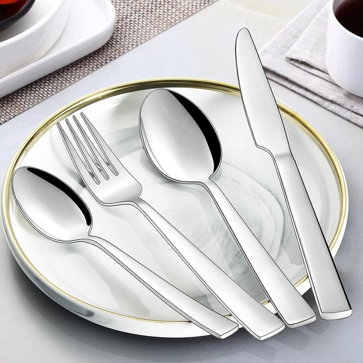Terlulu Besteck Set 12 Personen, 60 teilig Edelstahl Besteckset, Essbesteck Set mit Messer Gabel Löf