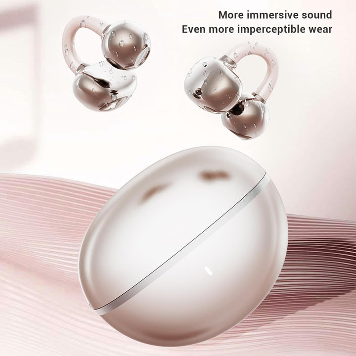 Kabellos Bluetooth 6.0 Clip On Kopfhörer, Open-Ear-Kopfhörer, mit Schmetterlings-Ohrringen Leichtes,