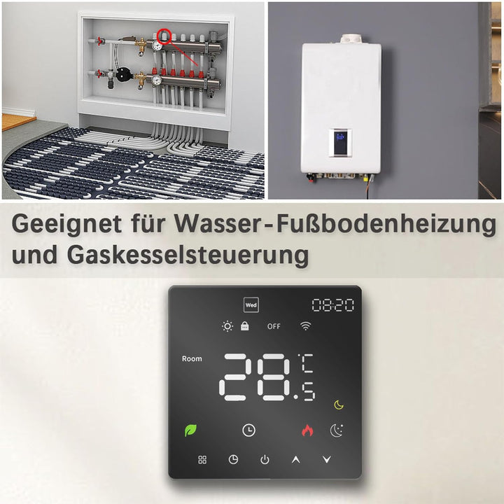 WiFi Thermostat Fussbodenheizung Für Wasser Fussbodenheizung, Programmierbar Raumthermostat, Thermos