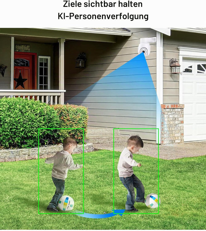 ZOSI 3K 5MP Wi-Fi 6 Überwachungskamera Set mit 2X 360° PTZ WLAN Kamera Aussen, 64GB Karte, Personenv