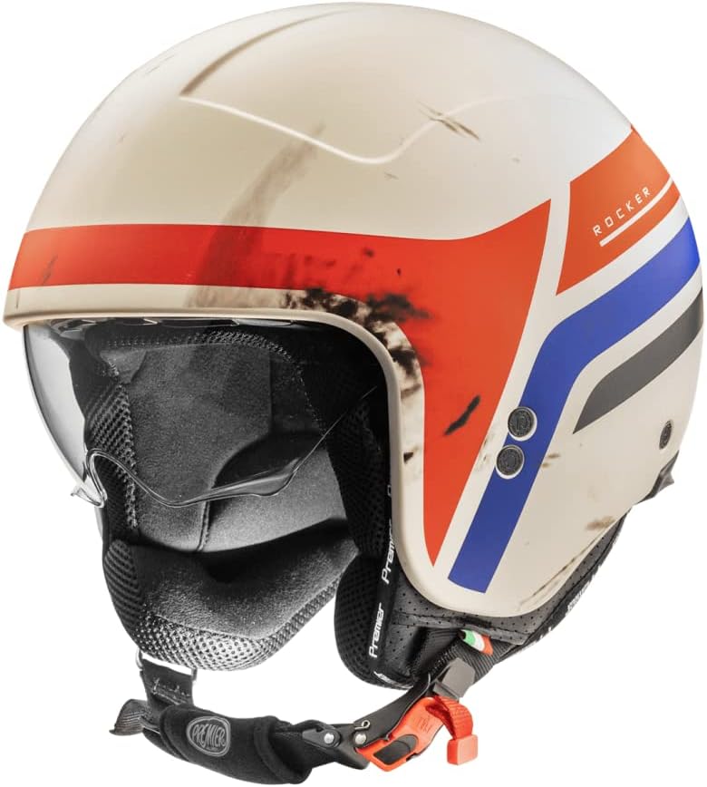 Premier Unisex-Adult Rocker Helm S Creme, Rot Und Blau, S Creme, Rot Und Blau
