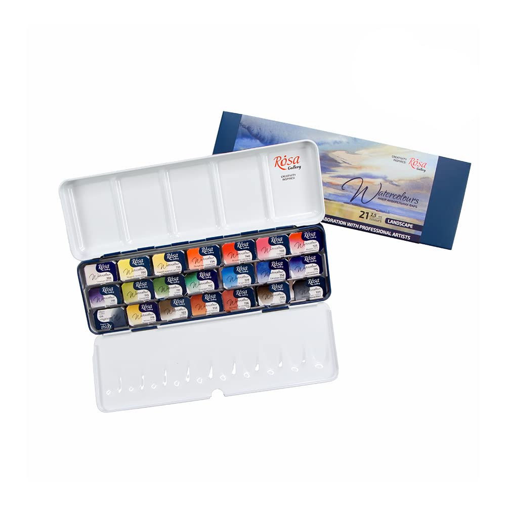 Rosa Gallery Landscape Professional Aquarellfarben-Set, 21 Wasserfarben à 2,5 ml, Hohe Lichtechtheit