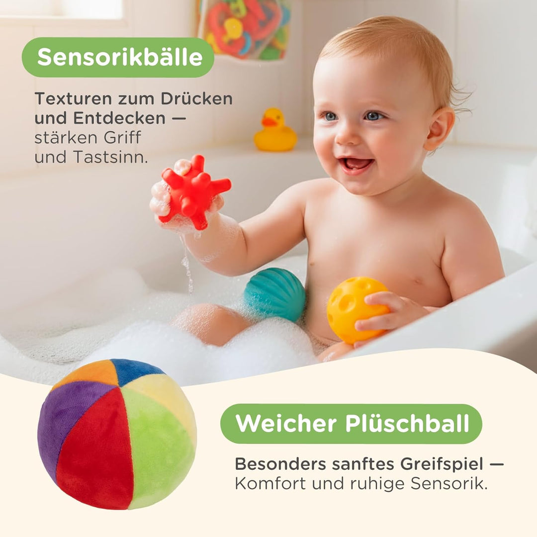 Nene Toys Montessori Baby Spielzeug 0–6 Monate – 7-in-1 Sensorik Holz Lernbox mit Schwarz-Weiss Stof