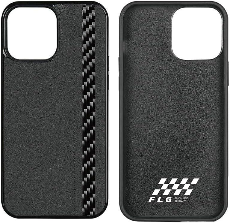 FLG | Alcantara Hülle für iPhone 13 Pro Case mit Carbon Fiber Handyhülle Schwarz – kompatibel mit iP