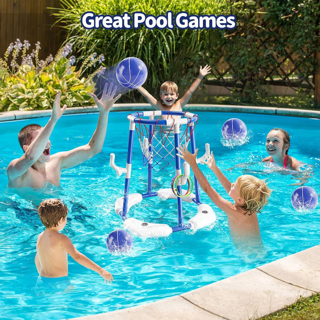 Sitodier Pool-Basketballkorb für Kinder, 2-in-1 schwimmendes Pool-Basketballspielzeug und Ringwurfsp