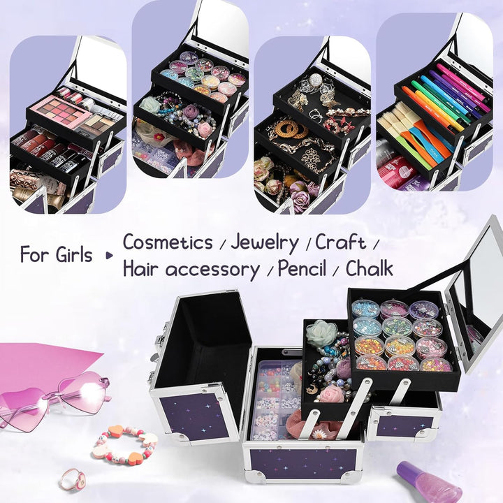 Joligrace Kosmetikkoffer Schminkkoffer, Kosmetik Make up Organizer Koffer Mit Schlüssel und Spiegel