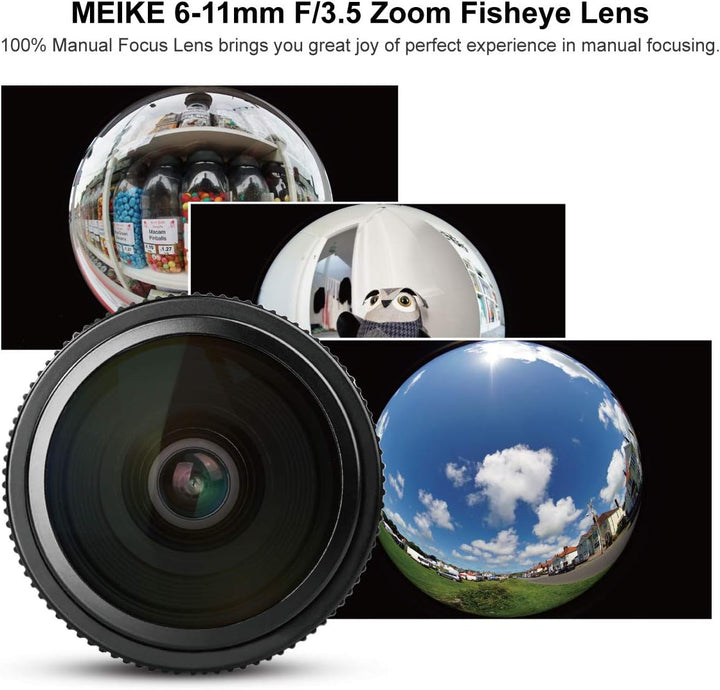 Meike MK 6-11mm f3.5 Fisheye Zoom-Objektiv APS-C Sensor Format für Fuji X, für Fuji