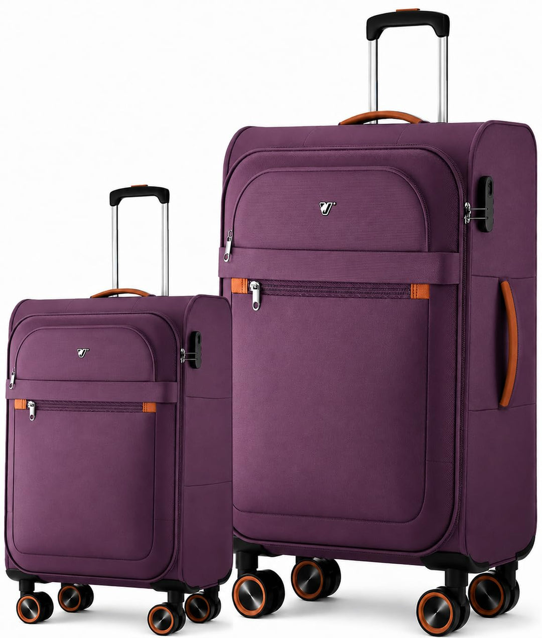 Stoff Kofferset 2 Teilig - Handgepäck und gross Weichschalenkoffer | Leicht Koffer Trolley | Reiseko