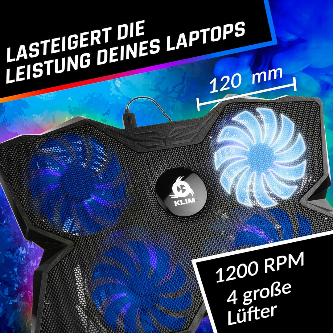 KLIM Wind Laptop Kühler RGB - Mehr als 500 000 verkaufte Einheiten - NEU 2024 - Leistungsstark Wie K
