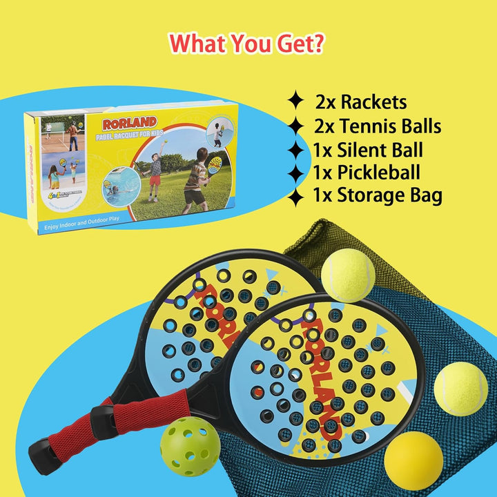Kinder Padel Schläger Set, Leichte Padelschläger für Einsteiger Jungen Mädchen ab 6 Jahre, Ballspiel