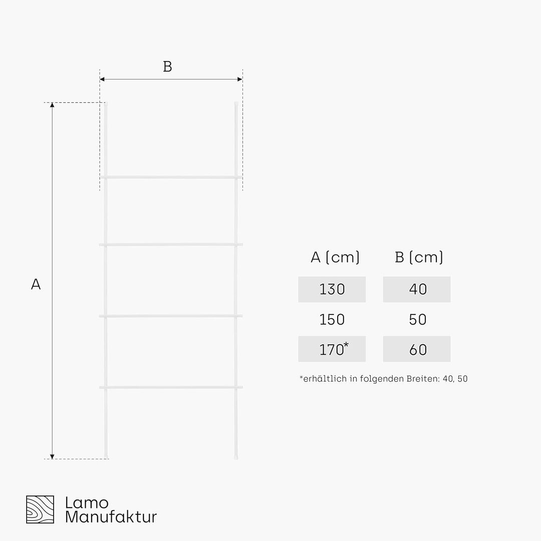 LAMO Manufaktur Handtuchleiter Handtuchhalter Zeitschriftenhalter Loft, 130x40 cm, Weiss, LLS-130-40
