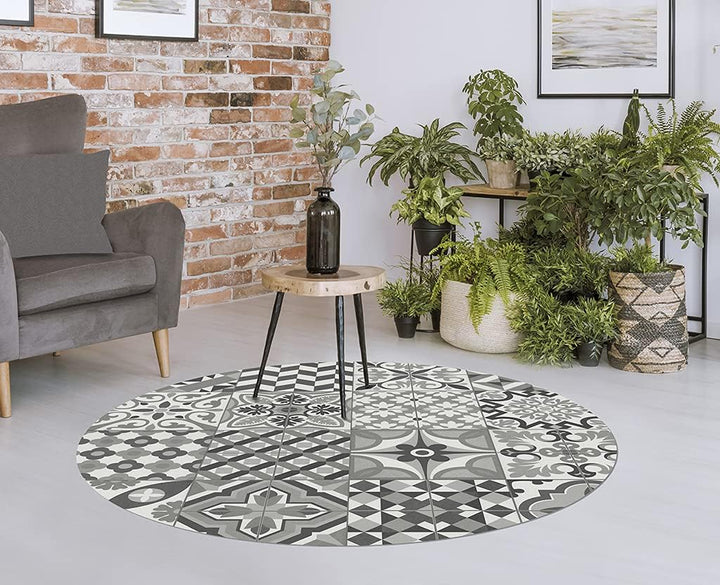 Vilber, Toledo Vinyl-Teppich, rund, Farbe 05, Durchmesser 78 cm 78 cm diámetro Schwarz / Grau - 05,