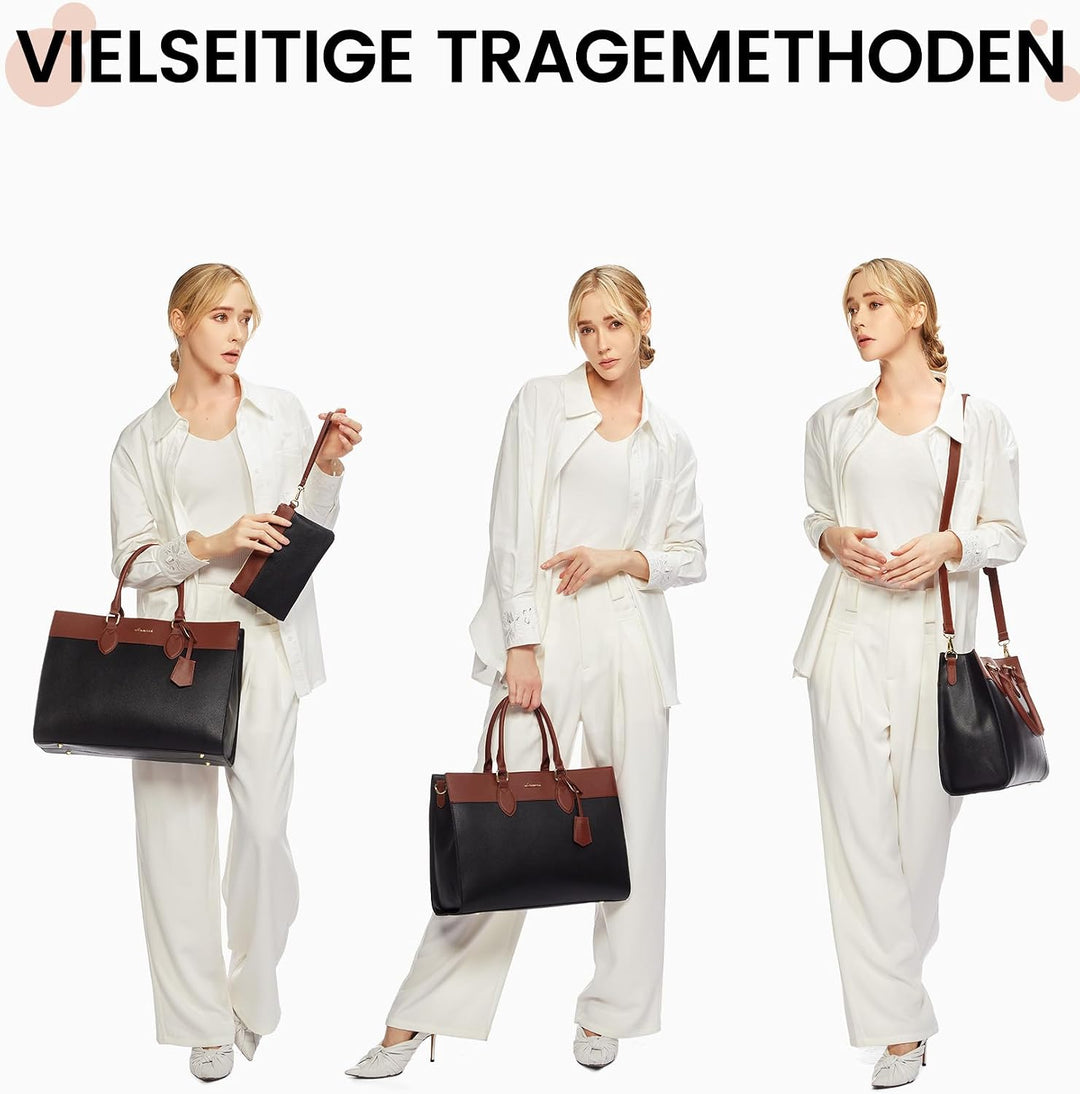 LOVEVOOK Laptop Handtasche Damen, 15,6 Zoll Shopper Tasche Schultertasche Laptoptasche Gross Aktenta