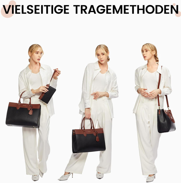 LOVEVOOK Laptop Handtasche Damen, 15,6 Zoll Shopper Tasche Schultertasche Laptoptasche Gross Aktenta