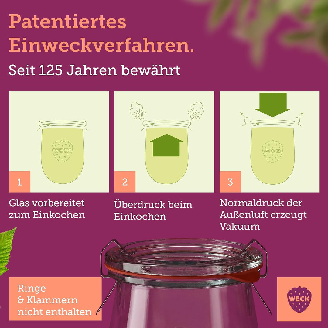 Weck Gläser 190ml – 12er Set mit Deckeln – Schmuckform – robuste, stapelbare Vorratsgläser & Einweck