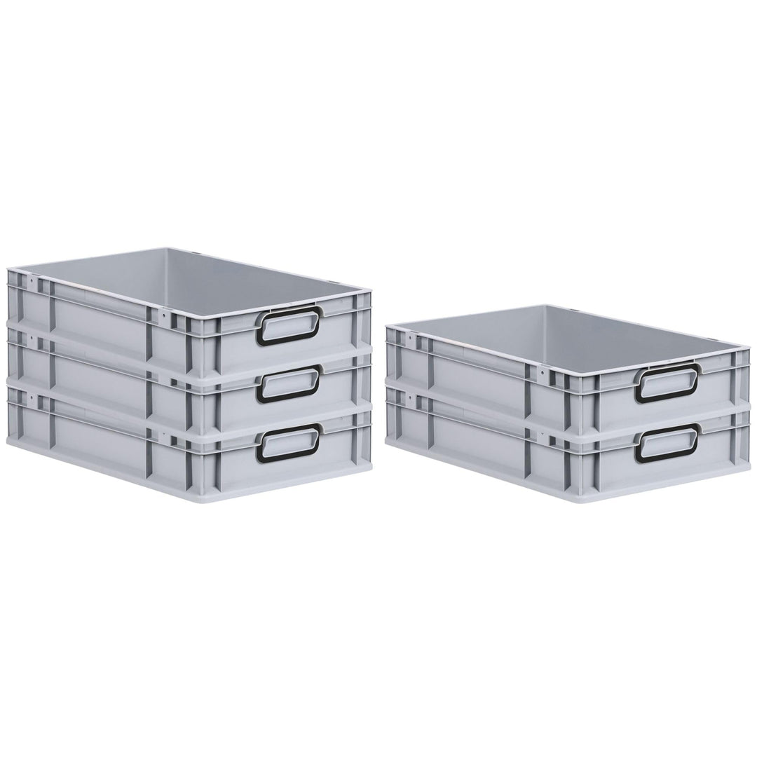 PROREGAL SparSet 5x Eurobox NextGen Color | HxBxT 12x40x60cm | 23 Liter | Griffe schwarz geschlossen