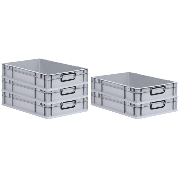 PROREGAL SparSet 5x Eurobox NextGen Color | HxBxT 12x40x60cm | 23 Liter | Griffe schwarz geschlossen