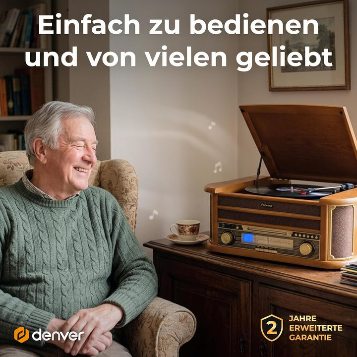 Denver MCR-50 Retro Musik-Center mit Plattenspieler braun