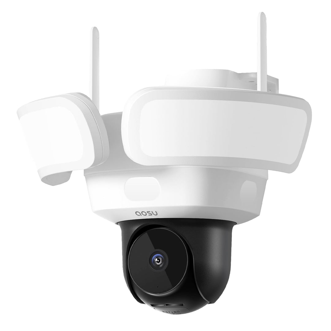AOSU 3K Überwachungskamera Aussen mit 2600 Lumen Flutlicht - 360 Grad Kabelgebundene Aussenkamera mi