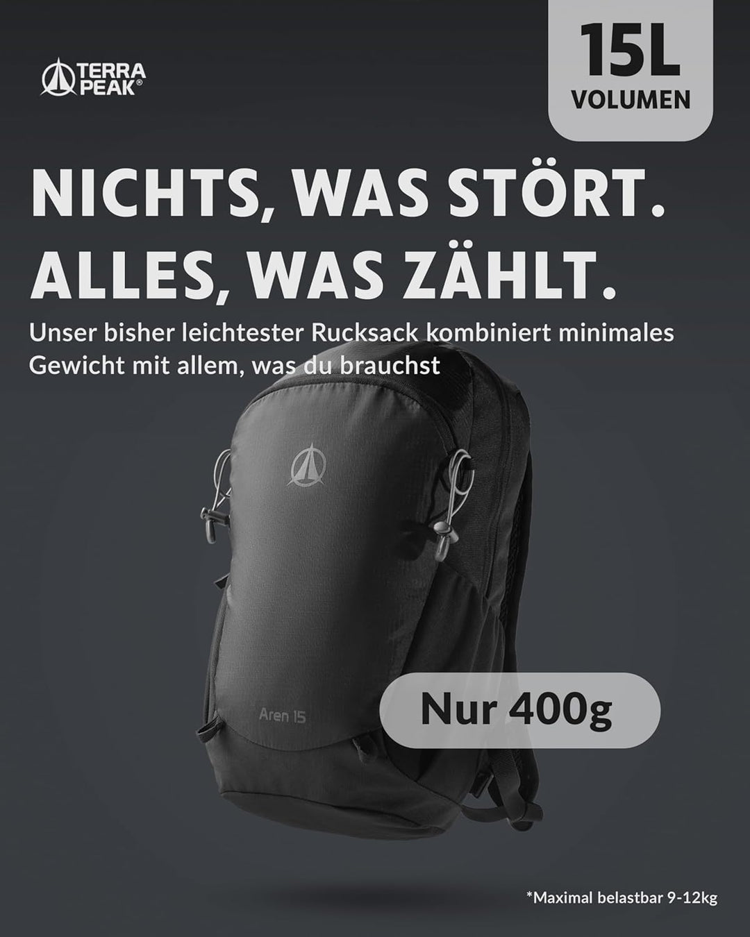 Terra Peak® Premium Wanderrucksack 15L (AREN) für Damen & Herren klein & extra leicht mit Rückenbelü