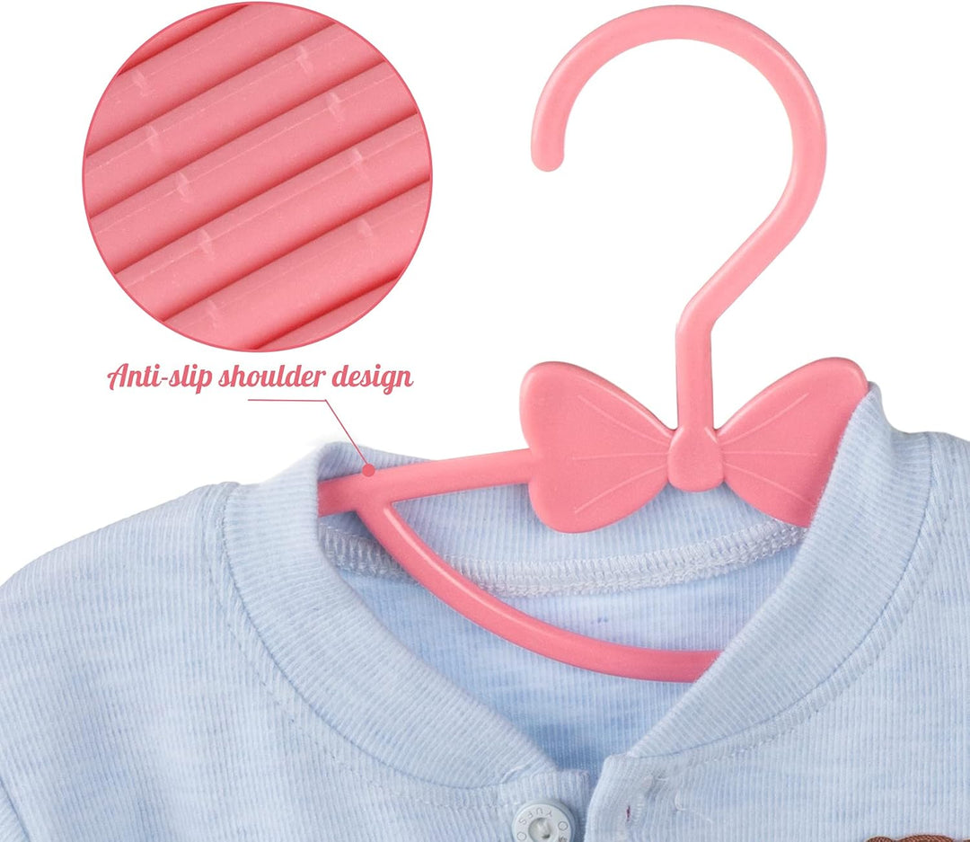Baby Kleiderbügel Rosa, 40 Stück Babykleiderbügel Set mit Süssen Bögen, rutschfest Kinderkleiderbüge