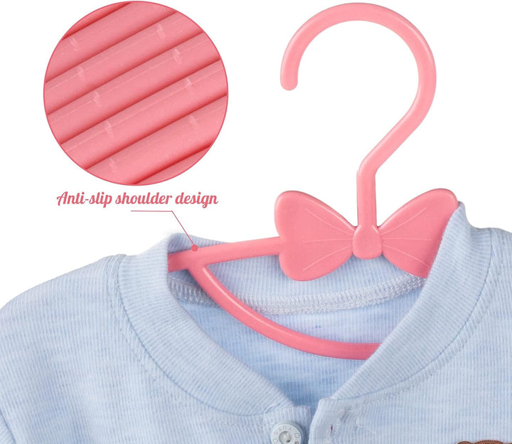 Baby Kleiderbügel Rosa, 40 Stück Babykleiderbügel Set mit Süssen Bögen, rutschfest Kinderkleiderbüge