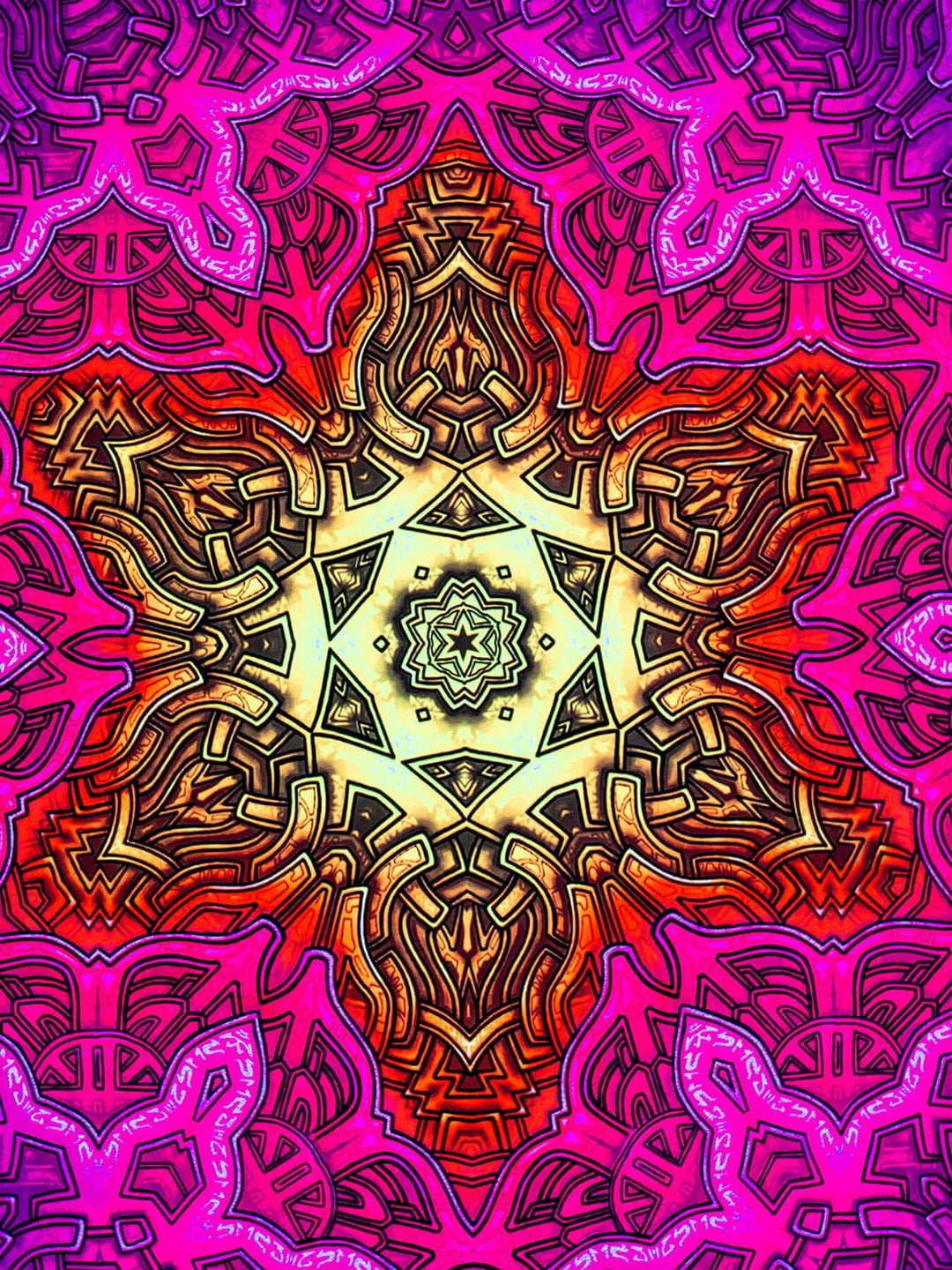 PSYWORK Schwarzlicht Stoffposter Neon | Shining Star | 0,5 x 0,7m | UV-aktiv | fluoreszierend | Wand