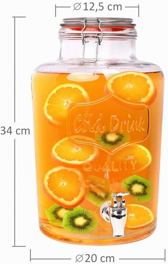 Schramm Getränkespender Zapfhahnflasche Saftkanne mit Zapfhahn Weckglasoptik Trinkgläser Cocktail Dr