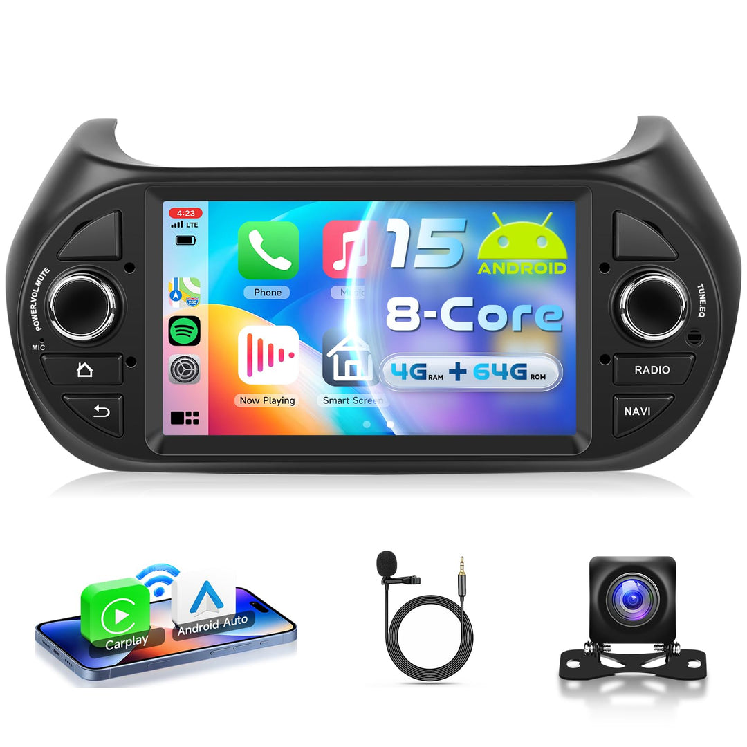 8 Kern 4G+64G Autoradio Android 15 für FIAT Fiorino/Qubo/Peugeot Bipper/Citroen Nemo, 7 Zoll HD IPS