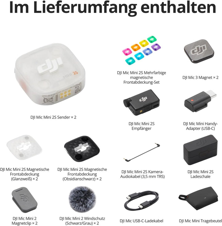 DJI Mic Mini 2S (2 TX + 1 RX + Ladeschale), KI-Geräuschunterdrückung Mic Mini 2S (2 Sender + 1 Empfä
