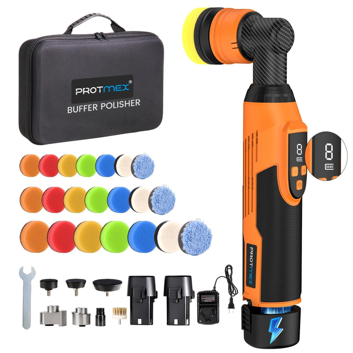 Protmex Mini Poliermaschine Auto Akku, 1.2/1.6/2 Inch Mini Poliermaschine 8 Geschwindigkeiten 2500-6
