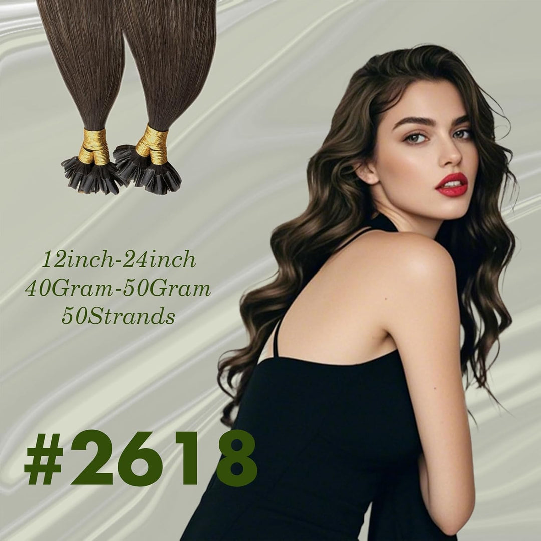 RUNATURE Bonding Extensions Echthaar Balayage Braun Ombre Blond 30cm U Tip Keratin Hair Extensions H