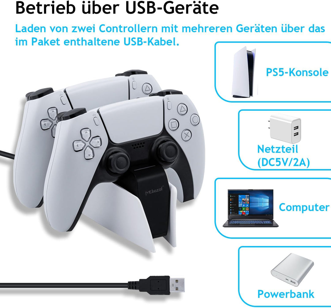 Mcbazel Ladestation PS5 Controller für PS5 Controller DualSense-Controller-Ladestation mit LED-Licht