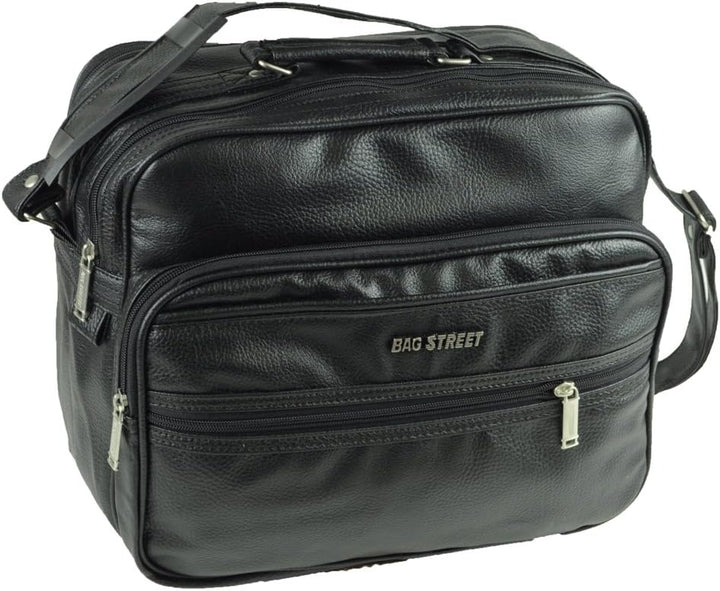 Stabile Arbeitstasche Flugumhänger Flugbegleiter Umhängetasche Messenger Bag schwarz Querformat
