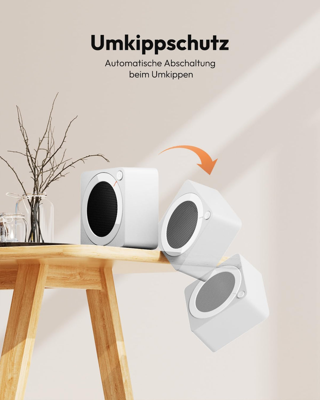 Gaiatop Mini Heizlüfter Energiesparend 500W, Heizlüfter Klein mit 2s PTC-Keramikheizung, mit Überhit