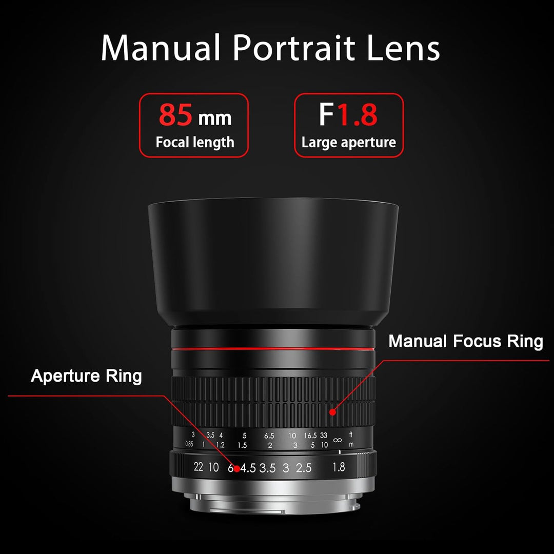 F Objektiv für Nikon – 85mm f1.8 Manuelles Fokus Portraitobjektiv für Nikon DSLRs D3500 D850 D7500 D