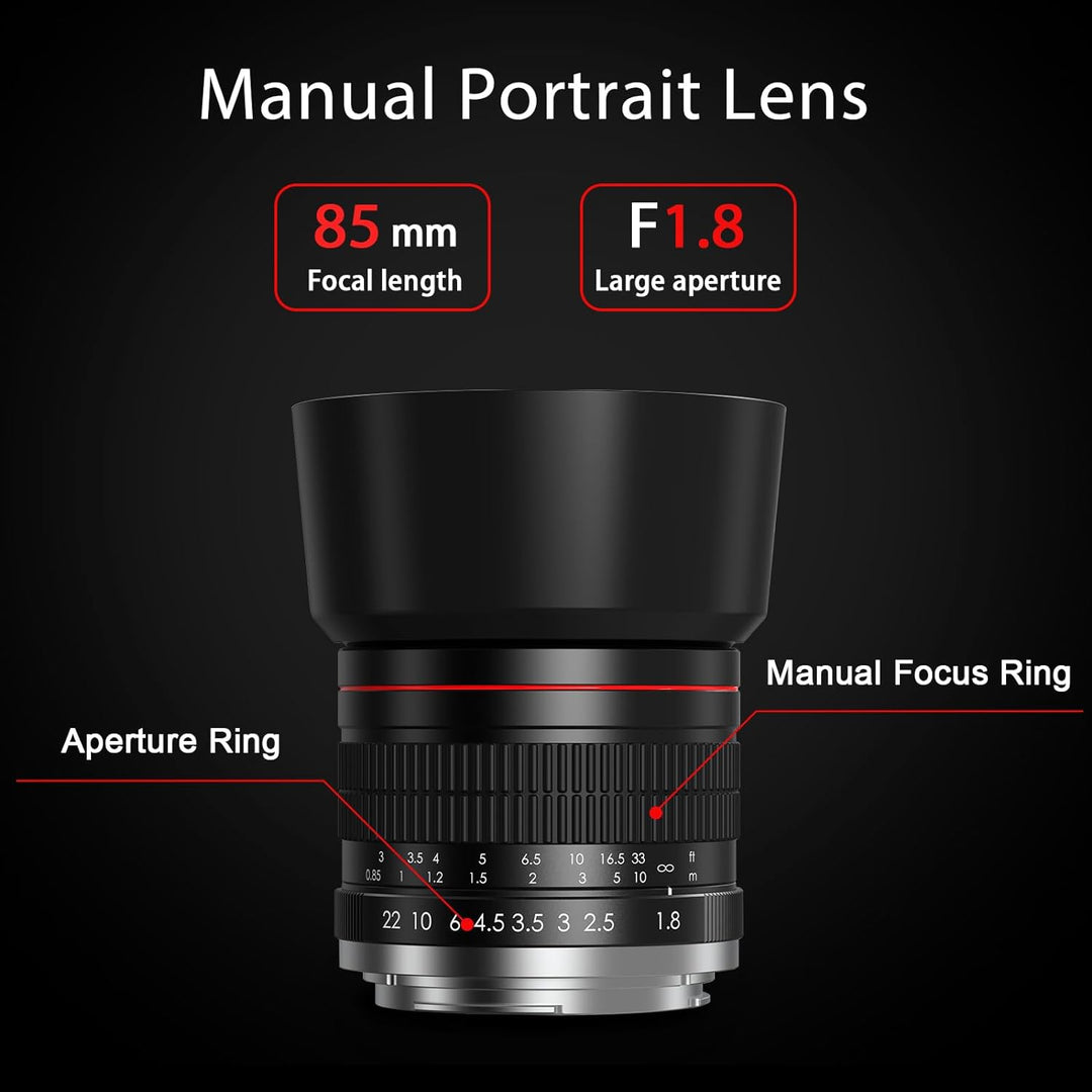 Kamera-EF-Objektiv für Canon – 85mm f1.8 Medium Teleobjektive Manuelles Porträtobjektiv für Canon EO